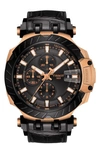 Tissot T-sport Chronograph Webbed Strap Watch, 48mm In Black/ Orange