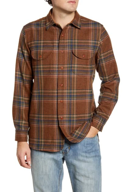 Pendleton Buckley Plaid Button-up Wool Flannel Shirt In Rust Twill Plaid