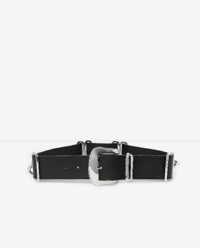 The Kooples Black Large Belt With Large Chain