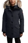 Canada Goose Rossclair Fusion Fit Genuine Coyote Fur Trim Down Parka In Navy