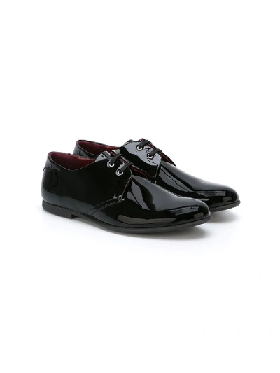 Dolce & Gabbana Kids' Patent Leather Derby Shoes With Logo In Black