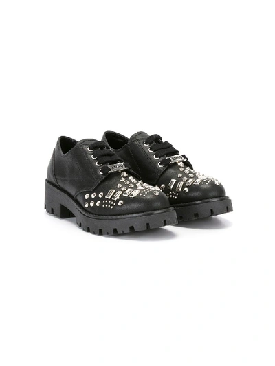 Am66 Kids' Studded Lace-up Shoes In Black