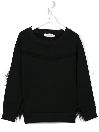 Andorine Kids' Feather Embellished Sweatshirt In Black