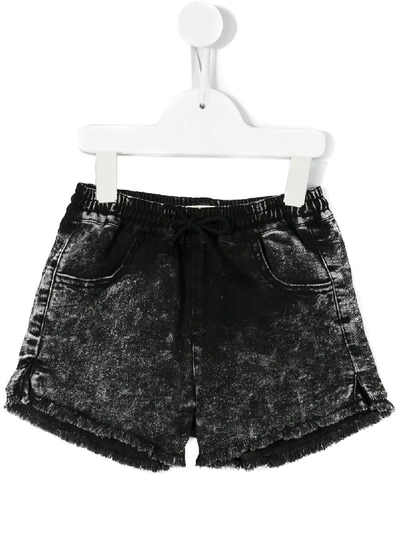 Andorine Kids' Raw Edge Mini Shorts In Black