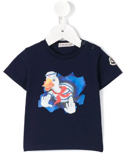 Moncler Babies' Duck Print T-shirt In Blue