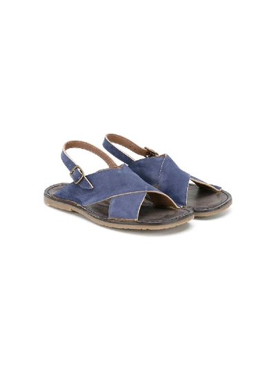 Pèpè Kids' Open Toe Buckled Sandals In Blue