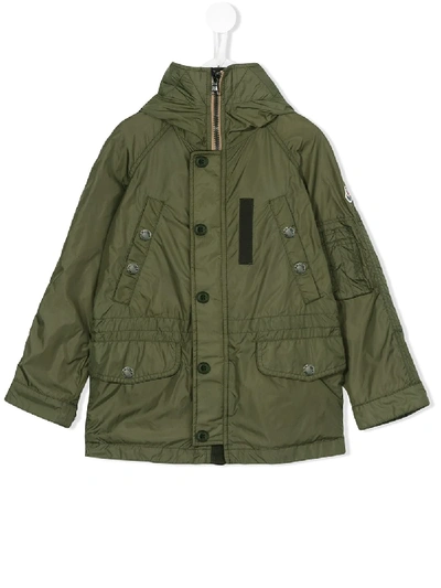 Moncler Kids' Buttoned Jacket In Green