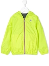 K-way Kids' Logo Print Hooded Jacket In Yellow