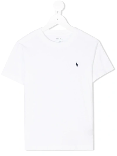 Ralph Lauren Kids' Logo Embroidered Polo Shirt In Bianco