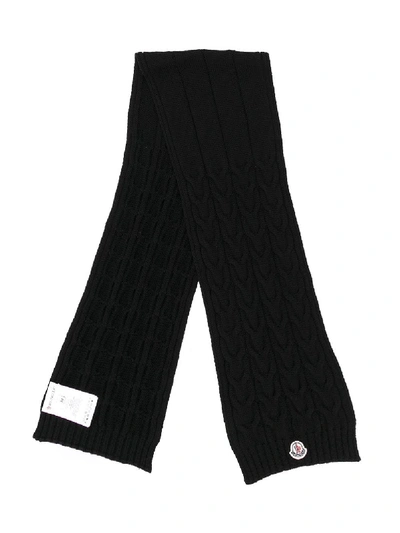 Moncler Kids' Cable Knit Scarf In Black
