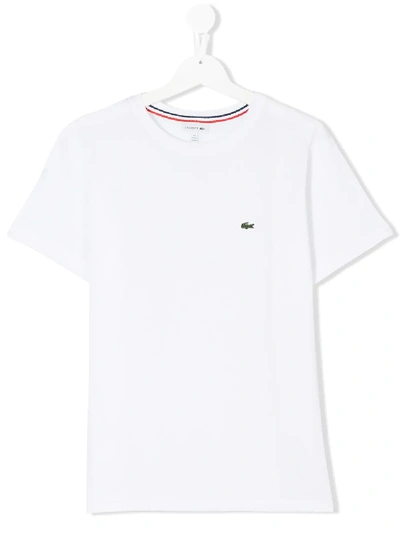 Lacoste Kids' White T-shirt For Boy With Crocodile