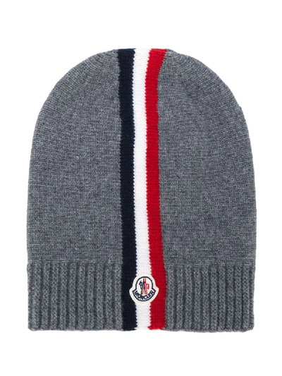 Moncler Kids' Logo Beanie In Grey