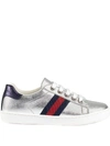 GUCCI CHILDREN'S LEATHER LOW-TOP WITH WEB