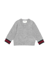 Gucci Babies' Web V-neck Sweater In Gray