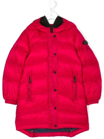 Ai Riders On The Storm Kids' Goggle Hood Puffer Coat In Pink