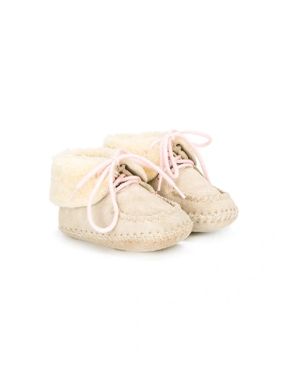 Moncler Babies' Shearling Lined Boots In Neutrals