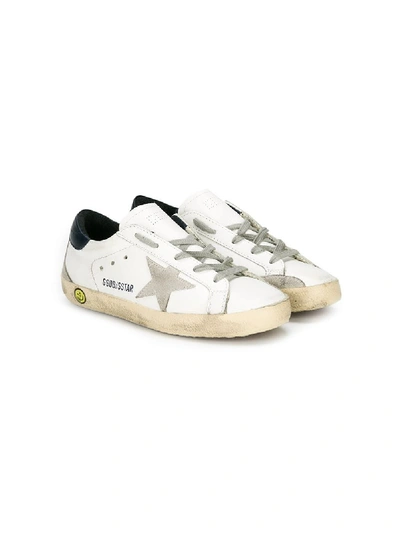 Golden Goose Kids' Superstar皮革运动鞋 In White