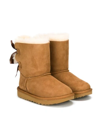 Ugg Kids' Bailey Bow Ii Sheepskin Boots In Коричневый