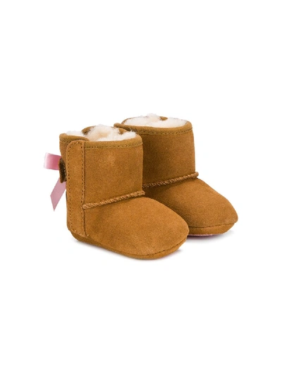 Ugg Babies' Kids Jesse Bow Ii Brown Suede Ankle Boots In Tan