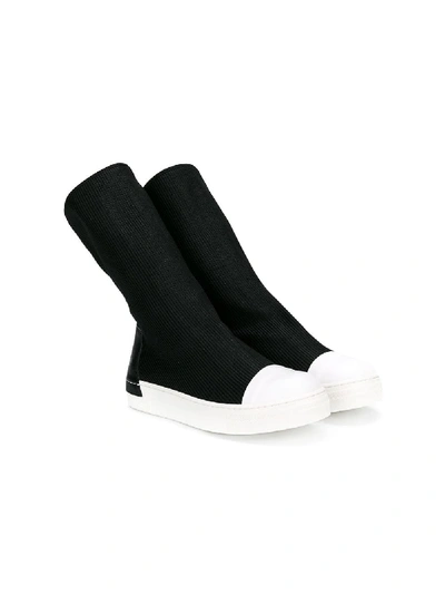 Cinzia Araia Kids' Ribbed Slip-on Boots In Black
