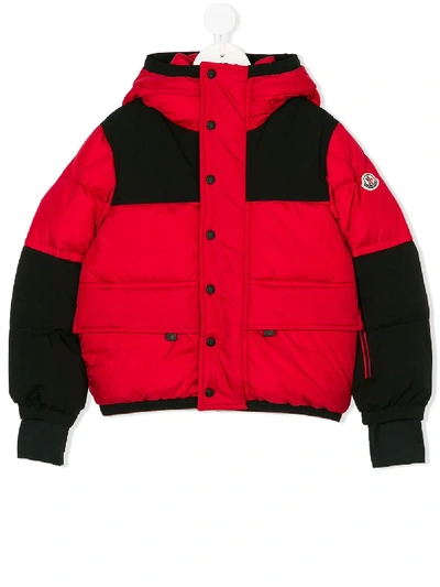 Moncler Kids' Hooded Padded Coat In Red