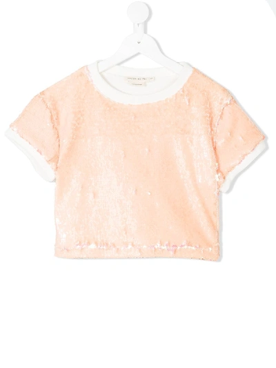 Andorine Kids' Sequin Embellished T-shirt In Neutrals