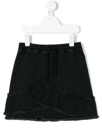 Andorine Kids' Ruffle Denim Skirt In Black