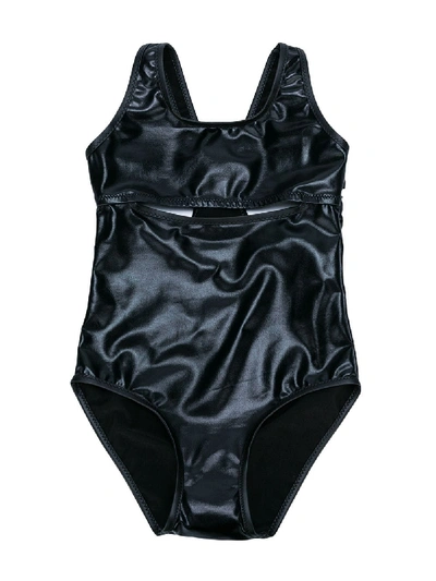 Andorine Kids' Metallic Swimsuit In Black