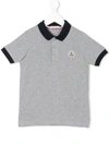 Moncler Kids' Contrast Collar Polo Shirt In Grey