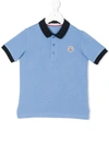 Moncler Kids' Contrast Collar Polo Shirt In Blue