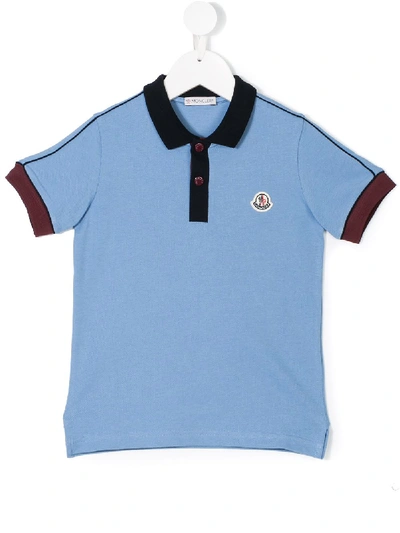 Moncler Kids' Logo Patch Polo Shirt In Blue