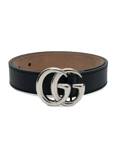 Gucci Kids Black & Silver Gg Marmont Belt