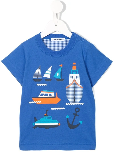 Familiar Kids' Nautical Print T-shirt In Blue