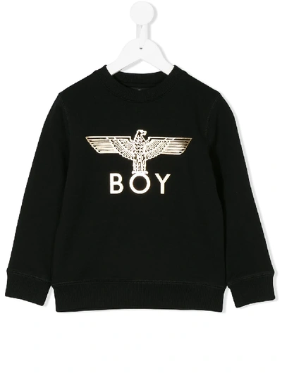Boy London Kids' Logo印花棉质套头衫 In Black