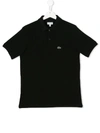 Lacoste Kids' Short Sleeve Polo Shirt In Black