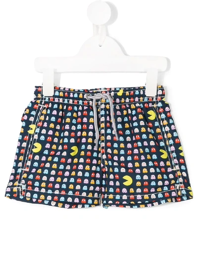 Mc2 Saint Barth Kids' Pacman Pattern Swimming Shorts In Blue