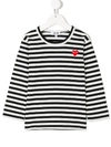 Comme Des Garçons Heart Breton Top In Black