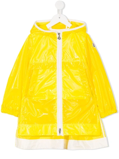 Moncler Kids' Hooded Rain Jacket In Yellow