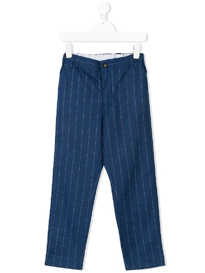 Anne Kurris Kids' Pinstripe Tapered Trousers In Blue
