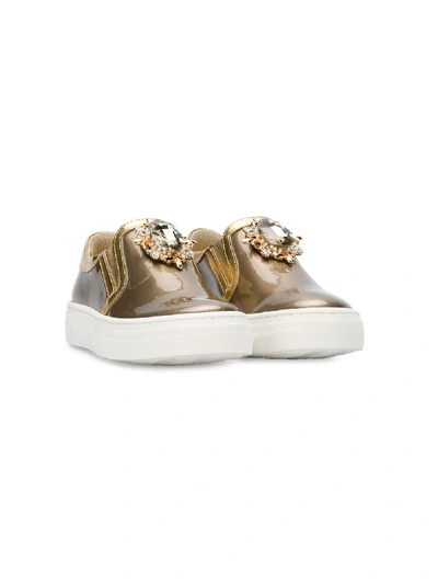 Quis Quis Kids' Embellished Slip-on Trainers In Metallic