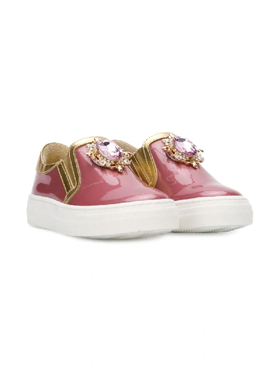 Quis Quis Kids' Embellished Slip-on Trainers In Pink