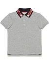 Gucci Kids' Cotton Piquet Polo Shirt In Grey