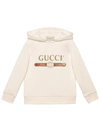 Gucci Babies' Vintage Logo Cotton Sweatshirt Hoodie In White/green/red