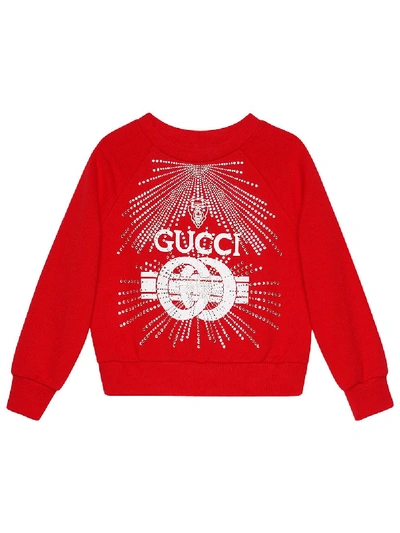 Gucci Kids' Logo印花全棉套头衫 In Red