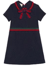 GUCCI CHILDREN'S COTTON DRESS WITH WEB BOW