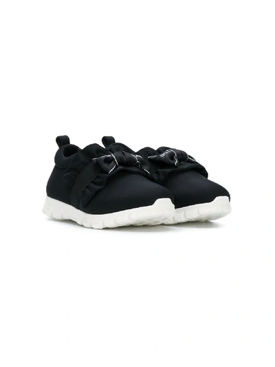 Dolce & Gabbana Kids' Neoprene Slip-on Sneakers W/ Logo Bow In Black