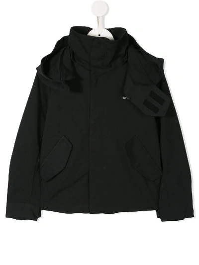 Fith Kids' Hooded Rain Jacket In Black