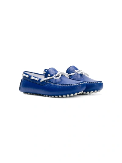 Stefano Ricci Kids' Bow Front Driving Moccasins In Blue