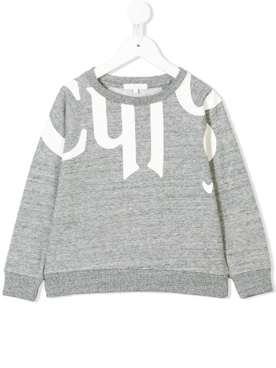 Chloé Kids' Logo Print Sweatshirt In Gray