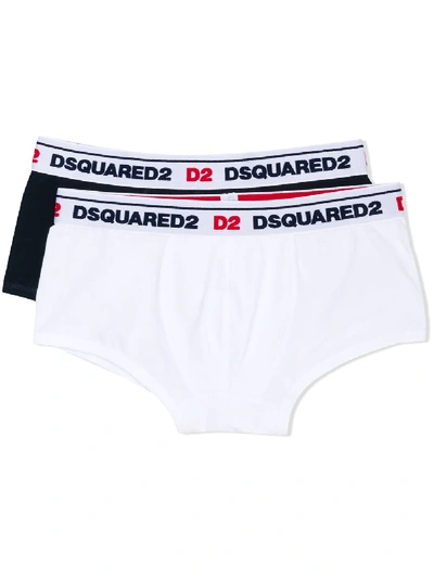 Dsquared2 Kids' Logo Banded Brief 2 Pack In White